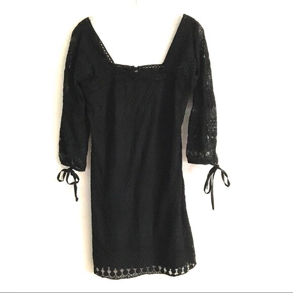 Solitaire Ravi Khosla black BoHo crocheted dress S - Picture 1 of 11